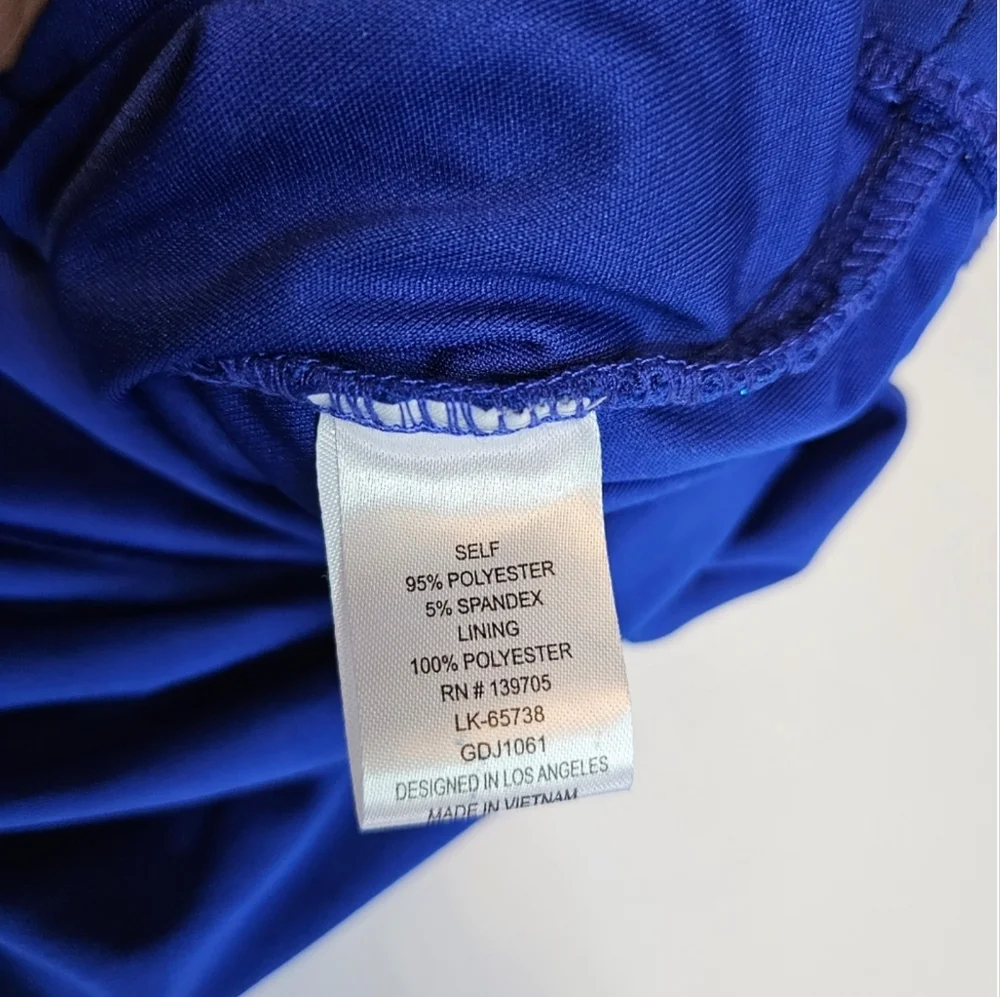 Emerald Sundae Royal Blue Ruched Cowl Neck Mini Dress L NWT